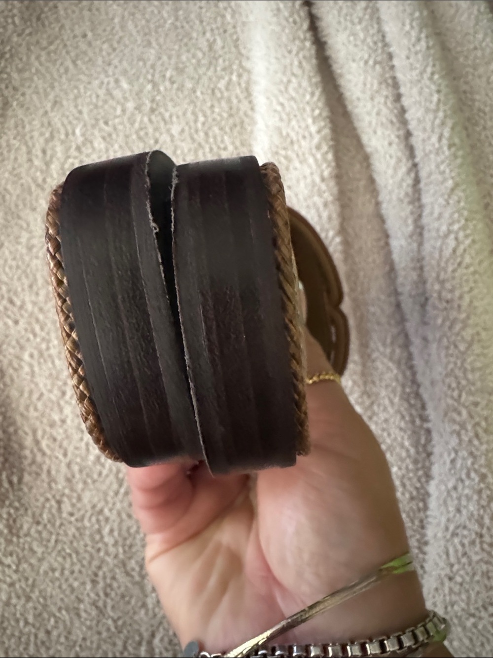 Sam Edelman Brown Woven Leather Slide Sandals - Picture 5 of 6